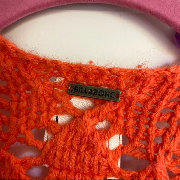 NWOT Billabong Orange-Red Open Knit Cardigan Oversized Sweater - Picture 4 of 6
